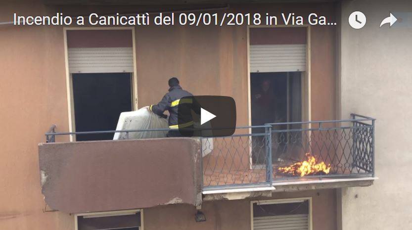 Canicattì: Incendio in Via Garilli (Video).