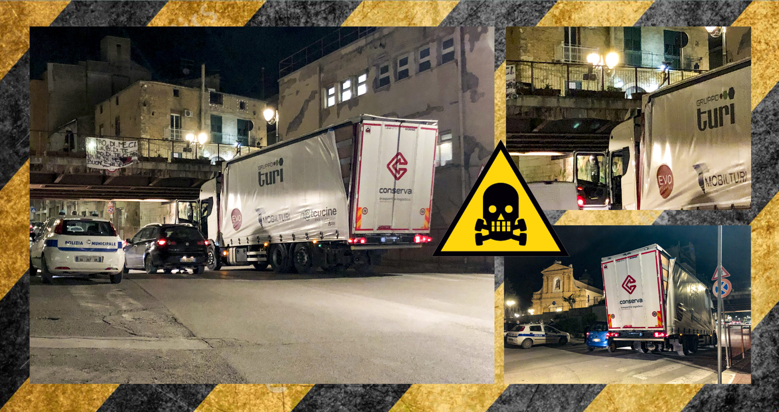 Camion mozzato sotto il ponte di Via Cirillo a Canicattì